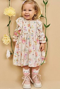 Vestido e Tapa Fralda em Viscose Digital Infanti