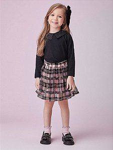 Conjunto Infantil com Saia de Tule Xadrez