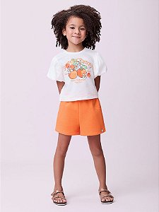 Conjunto Laranja com Estampa de Cereja momi