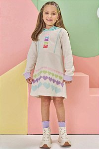 Vestido em Moletom Linho sem Pelúcia Kukiê Infantil Menina