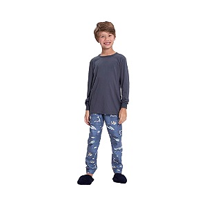 Pijama Infantil Menino Azul Tubarão Alakazoo