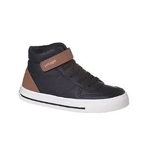 Tênis Cano Alto Infantil Masculino Ortopé Fita Aderente Preto Caramelo