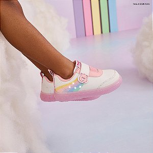 Tênis de Led Infantil Pampili Sneaker Luz Ursinhos Carinhosos Rosa