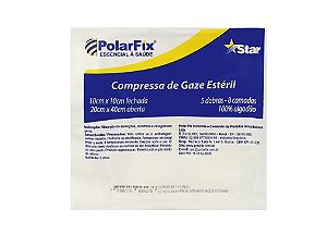 COMPRESSA DE GAZE ESTERIL 13 FIOS 10X10CM C/10UN POLARFIX