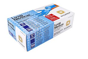 LUVA NITRILICA AZUL SEM PO C/100UN  TAMANHO M