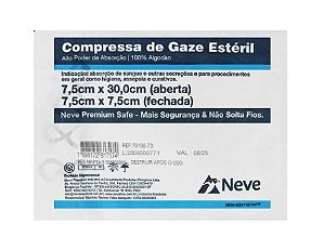 COMPRESSA DE GAZE 13 FIOS EST 7,5X7,5 SAFE C/05UN NEVE