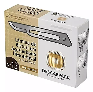 LAMINA DE BISTURI ACO CARBONO DESCARTAVEL C/100UN  Nº15