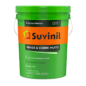 Tinta Suvinil Acrílica Fosca Rende e Cobre Muito Branco 20L