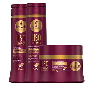 KIT HASKELL LISO COM FORÇA SHAMPOO, CONDICIONADOR E MÁSCARA