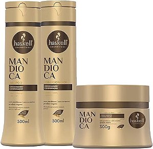 KIT HASKELL MANDIOCA SHAMPOO, CONDICIONADOR E MÁSCARA