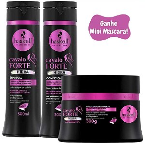 KIT HASKELL CAVALO FORTE HIDRA - SHAMPOO, CONDICIONADOR E MÁSCARA