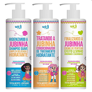 KIT JUBINHA KIDS SHAMPOO, CONDICIONADOR E CREME DE PENTEAR 300ML WIDI CARE | HIDRATAÇÃO E DEFINIÇÃO