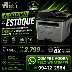 Impressora Multifuncional Laser Monocromática Brother DCP-B7535dw Wireless E Duplex