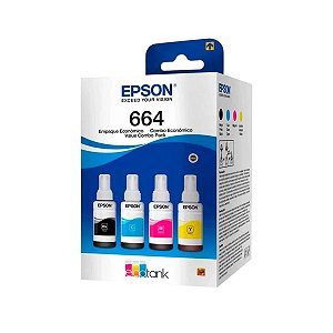 Kit Refil de Tinta Epson 664 - 4 Cores Original 65ml Cada