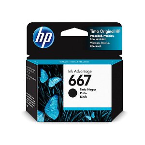 Cartucho de Tinta HP 667 3YM79L 3YM79AL 3YM79AB Preto Original 2ml