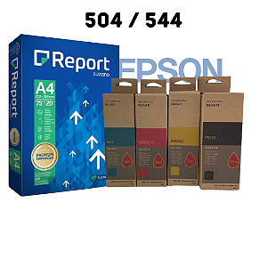 Kit Promocional 4 Tintas Compatíveis + Resma A4 - 504/544