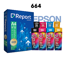 Kit Promocional 4 Tintas Compatíveis + Resma A4 - 664