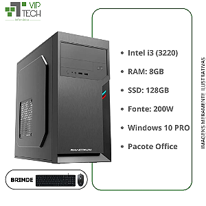 Computador Core I3 3220 3.1Ghz Mem 8Gb Ddr3 Ssd 128Gb Fonte 200W Windows 10 Pro