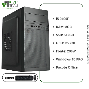 Computador Core I5 9400F 4.120Ghz Mem 8Gb Ddr4 Ssd 512Gb GPU R5-230 Fonte 200W Windows 10 Pro
