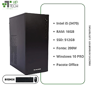 Computador Core I5 3470 3.20Ghz Mem 16Gb Ddr3 Ssd 512Gb Fonte 200W Windows 10 Pro