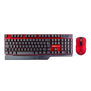Combo Teclado e Mouse Sem Fio KE KM553V1 Vermelho e Preto - KROSS