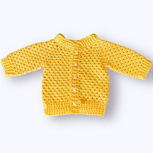 Casaquinho de crochê - Bebê RN até 3 meses (Modelo: Abraço)