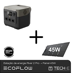 Kit Estação De Energia Portátil - River 2 Pro + Placa Solar 45W - EcoFlow