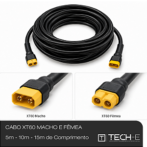 Cabo de Extensão Solar XT60 Macho e Fêmea – 2,5 mm² cada via