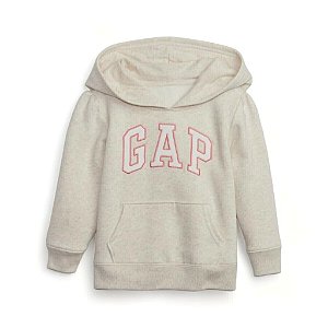 Blusa GAP Moletom Bebe Creme com Rosa