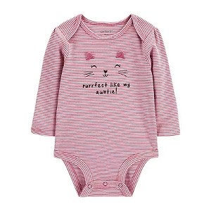 Body Carters Manga Longa Gatinha Rosa