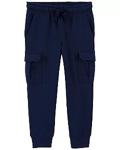Calça Carters Infantil Moletom Azul Bolsos