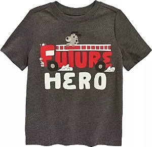 Camiseta GAP Infantil Manga Curta Cinza Bombeiro - Old Navy