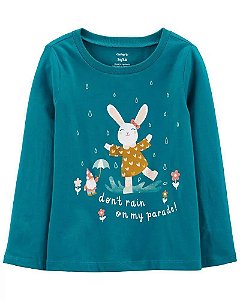 Camiseta Carters Bebe Manga Longa Verde Coelho