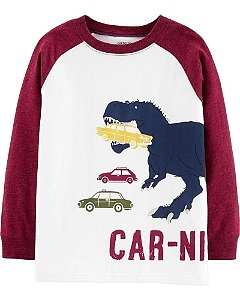 Camiseta Carters Bebe Manga Longa Dinossauro