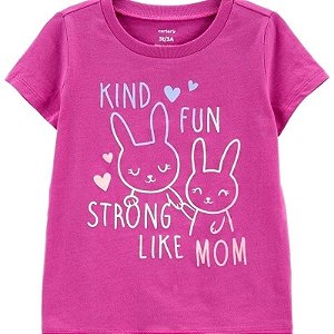 Camiseta Carters Bebe Manga Curta Rosa Coelho