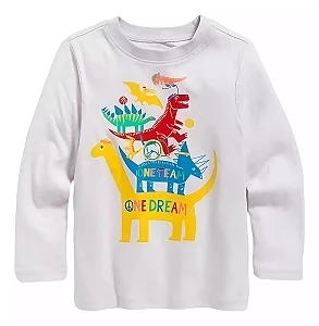 Camiseta GAP Infantil Manga Longa Dinossauros Coloridos - Old Navy