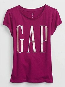 Camiseta GAP Kids Manga Curta Logo Vinho