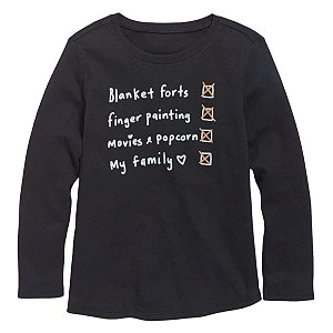 Camiseta GAP Infantil Manga Longa Lista Tarefas - Old Navy