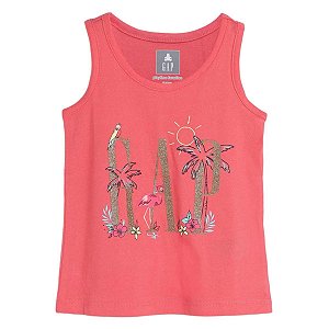 Camiseta GAP Infantil Regata Logo Rosa