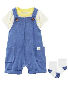 Jardineira Carters Azul com Meia