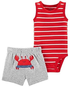 Conjunto Carters 2 pecas Curto Vermelho Caranguejo