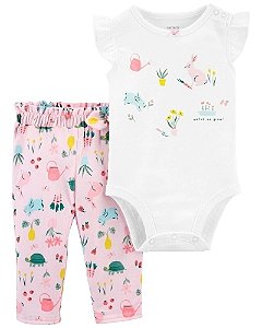 Conjunto Carters 2 pecas Longo Rosa Coelho
