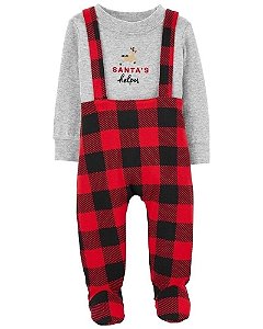 Conjunto Carters 2 pecas Jardineira e Body Natal