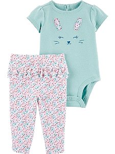 Conjunto Carters 2 pecas Longo Verde Coelho - Child of Mine