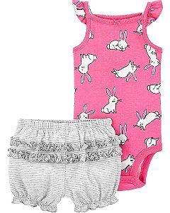 Conjunto Carters 2 pecas Curto Rosa Coelho