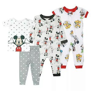 Conjunto Disney 4 pecas Mickey Macacão e Pijama