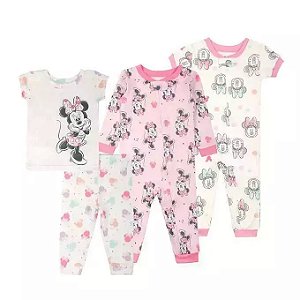 Conjunto Disney 4 pecas Minnie Macacão e Pijama