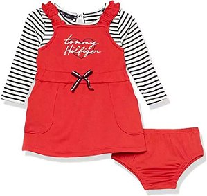 Conjunto Tommy Hilfiger Vestido Jardineira Vermelho