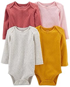 Kit Body Carters Manga Longa 4 pecas Coração