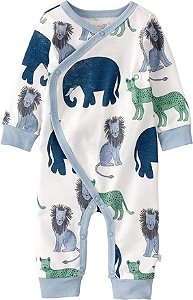 Macacão Carters Bebe Algodao Organico Animais Azul Little Planet
